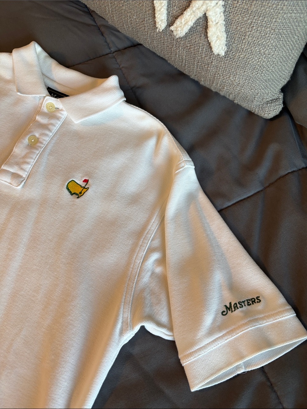 Classic White Polo Shirt Youth Boys Masters Golf Augusta National M 12 14 Preppy